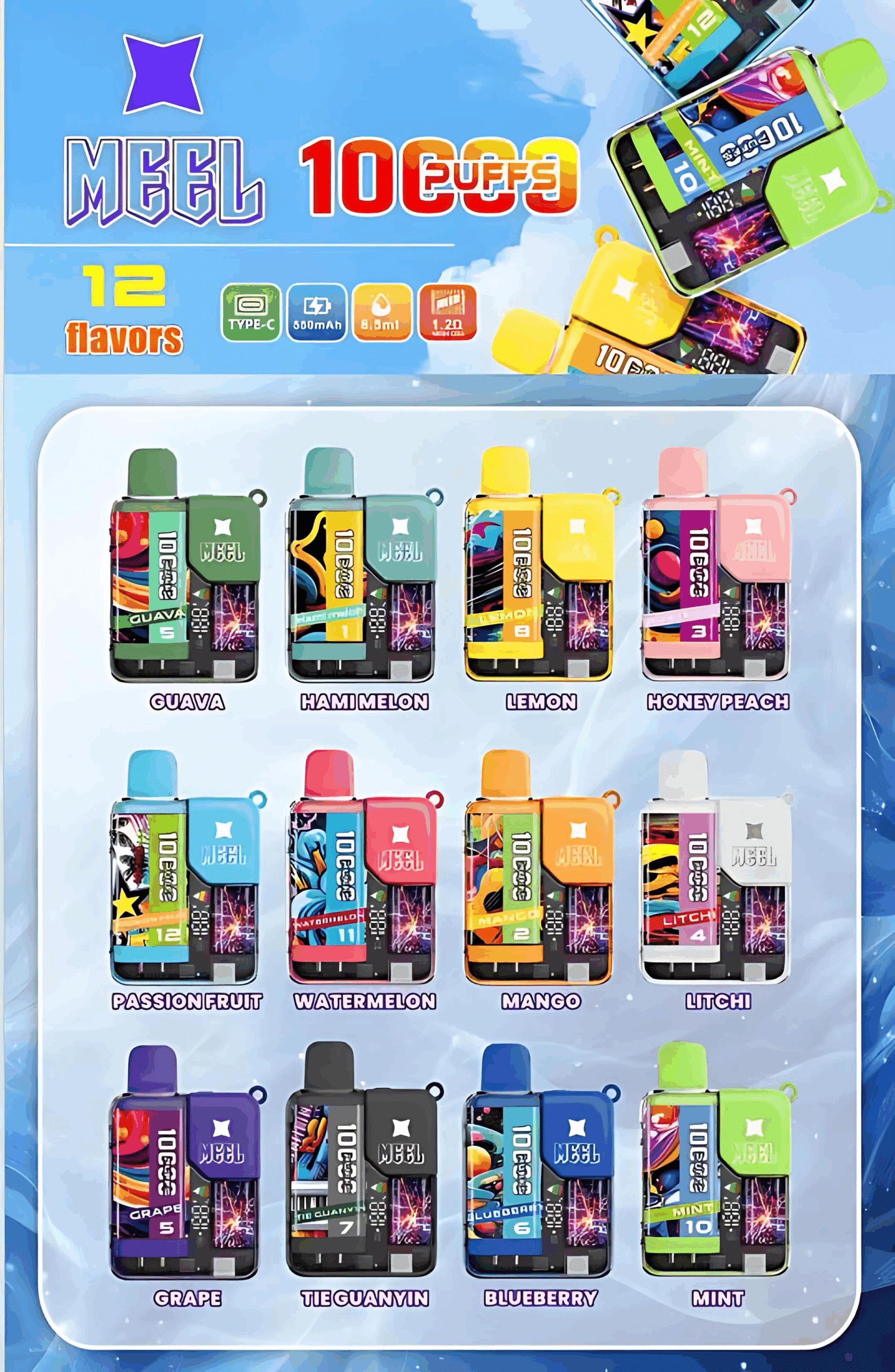 MEEL Boost 10000 PUFFS 麻將盒子 一次性抛棄式電子烟