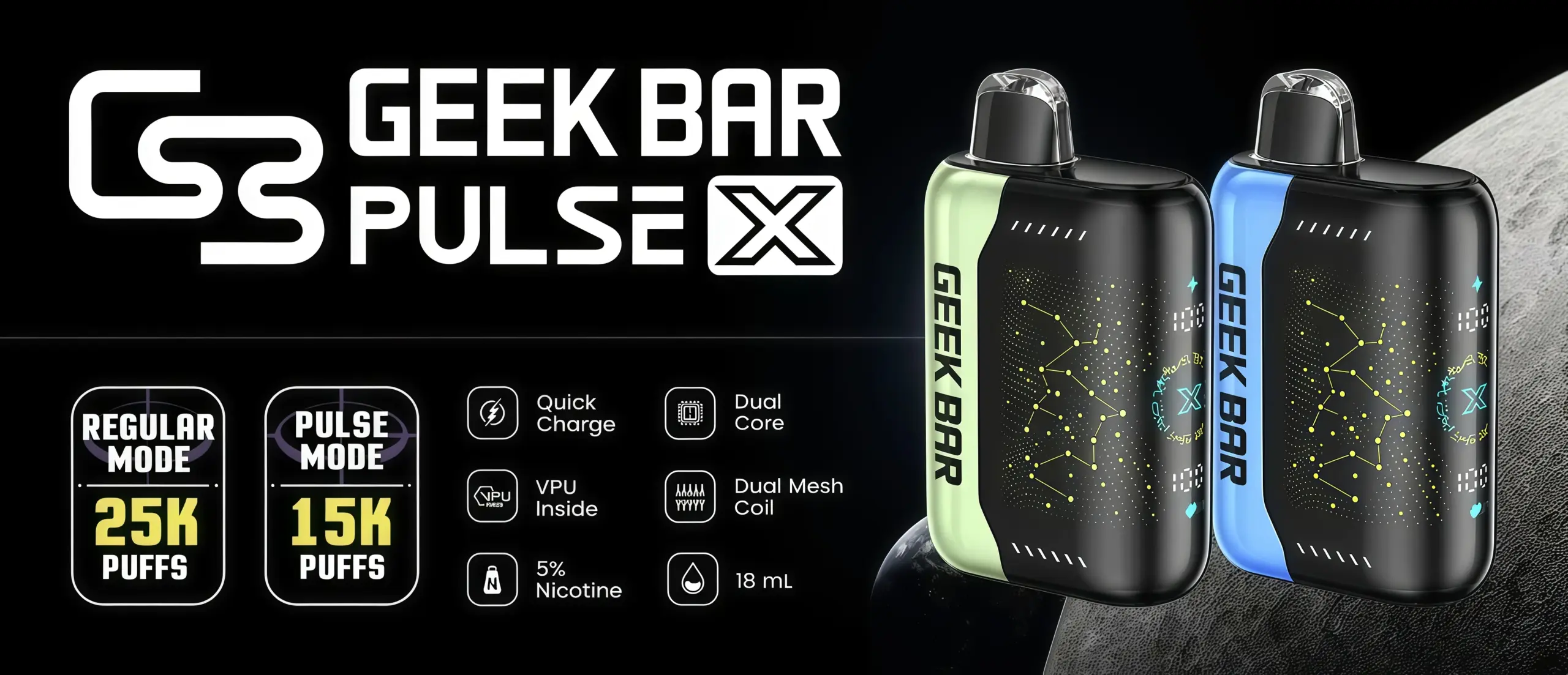 Geek Bar Pulse X 25000口拋棄式電子煙｜雙模式切換・3D螢幕・重度玩家首選