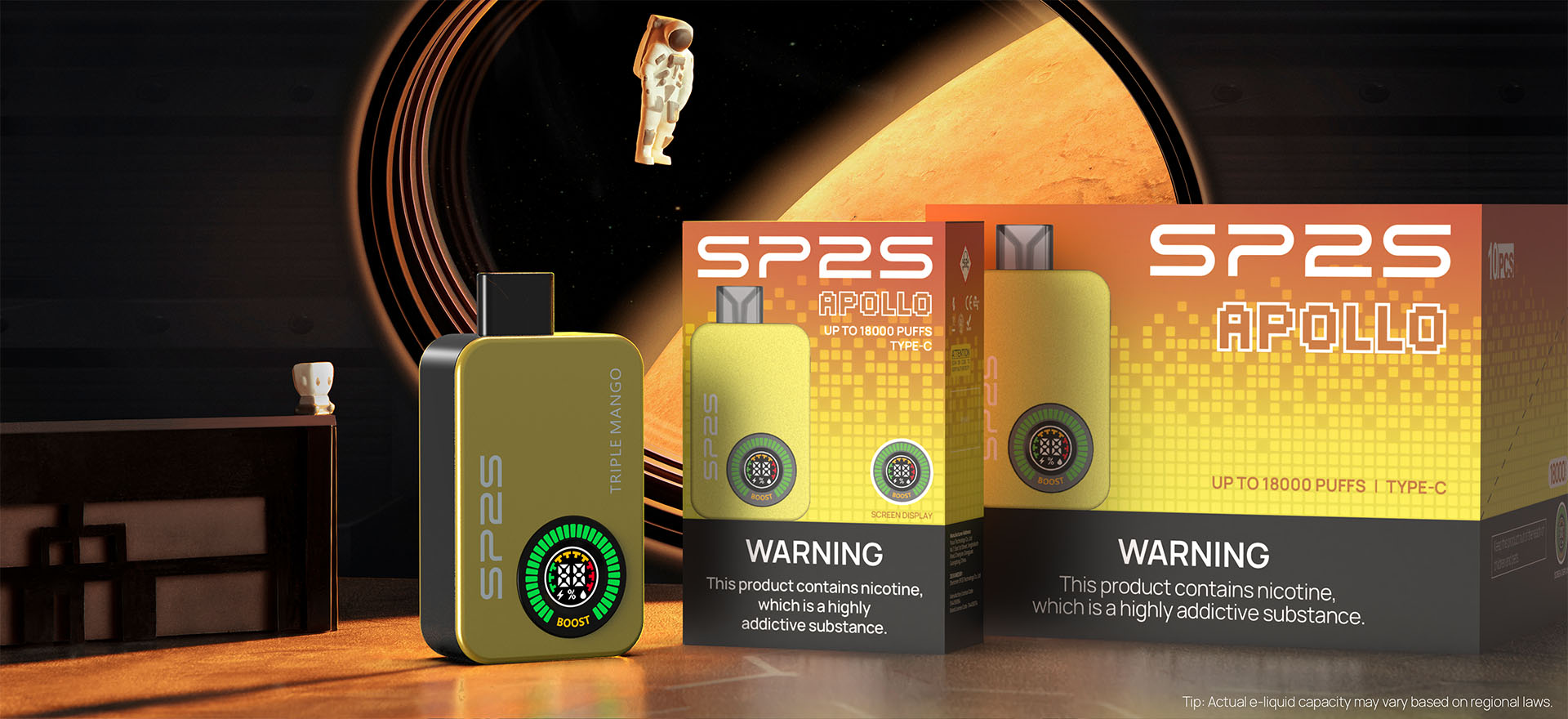 SP2S Apollo 12000口拋棄式電子煙|雙模式無煙霧黑科技・Mesh網狀線圈 台灣現貨